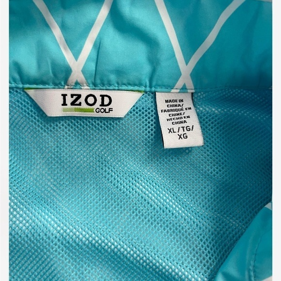 Izod Golf Performance Blue White Wind Breaker Zip Off Sleeves Size XL - Picture 11 of 11
